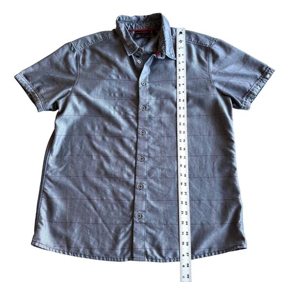 Mammut Short Sleeve Windowpane Plaid Breathable Blue Button Up Shirt L - Picture 7 of 8